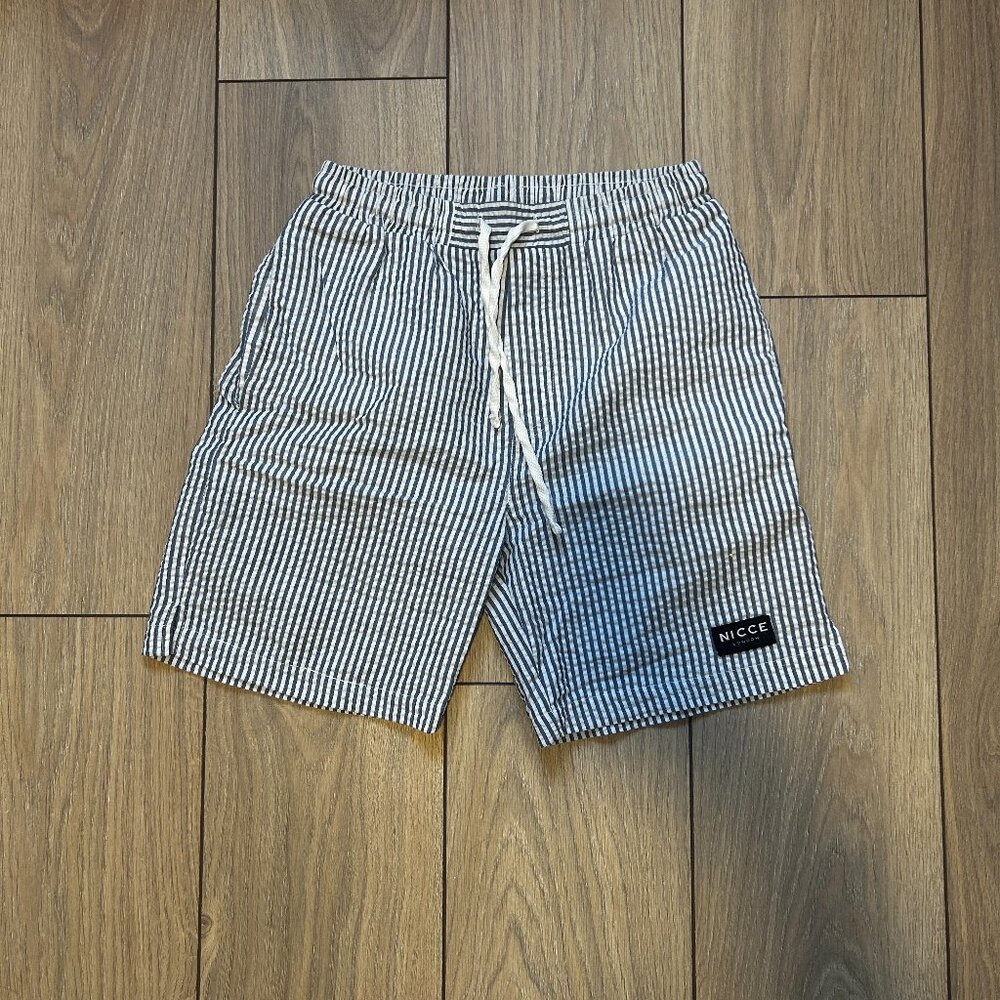 Nicce Blue & White Striped Shorts